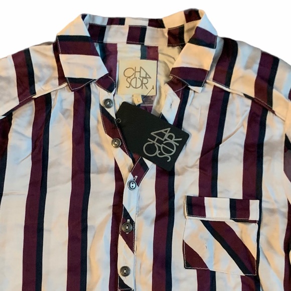 NEW Chaser Silky Basics Henley Shirt L Stripes - Picture 5 of 8